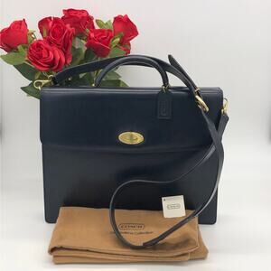 Vintage Coach Madison Drake Briefcase 4420 Navy Italy 1996